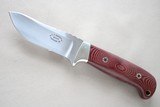 ** SOLD ** A.C. Warren Custom Fixed Blade w/ Hand-Tooled Leather Sheath ** Portland Oregon /
Red Micarta Handles ** - 3 of 9