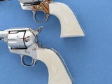 ** SOLD ** Exceptional One of a Kind Cased Set of .45 Colt Single Action Army Revolvers *Custom Shop Engraved w/ Black Powder Frame & Ivory Handles** - 9 of 25