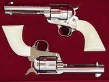 ** SOLD ** Exceptional One of a Kind Cased Set of .45 Colt Single Action Army Revolvers *Custom Shop Engraved w/ Black Powder Frame & Ivory Handles** - 2 of 25