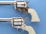 ** SOLD ** Exceptional One of a Kind Cased Set of .45 Colt Single Action Army Revolvers *Custom Shop Engraved w/ Black Powder Frame & Ivory Handles** - 10 of 25