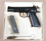 ** SOLD ** RARE 1984 CZ Pre-B Model 75 9mm Pistol w/ Orig. Box, 2 Mags, Test Target, & Ppwrk* 1 Matching Mag & Looks Unfired! * - 5 of 25