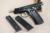 ** SOLD ** RARE 1984 CZ Pre-B Model 75 9mm Pistol w/ Orig. Box, 2 Mags, Test Target, & Ppwrk* 1 Matching Mag & Looks Unfired! * - 23 of 25