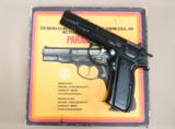 ** SOLD ** RARE 1984 CZ Pre-B Model 75 9mm Pistol w/ Orig. Box, 2 Mags, Test Target, & Ppwrk* 1 Matching Mag & Looks Unfired! * - 1 of 25
