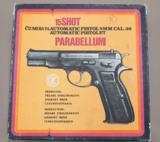 ** SOLD ** RARE 1984 CZ Pre-B Model 75 9mm Pistol w/ Orig. Box, 2 Mags, Test Target, & Ppwrk* 1 Matching Mag & Looks Unfired! * - 2 of 25