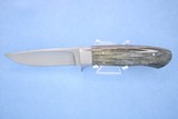 R.O. Easler Custom Fixed Blade w/ Dyed Giraffe Bone Handles & Leather Sheath - 4 of 8