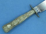 U.S. Civil War Period Patriotic Bowie Knife w/ Etched Blade & Leather Scabbard - 4 of 24