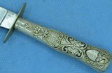 U.S. Civil War Period Patriotic Bowie Knife w/ Etched Blade & Leather Scabbard - 6 of 24
