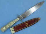 U.S. Civil War Period Patriotic Bowie Knife w/ Etched Blade & Leather Scabbard - 2 of 24