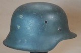 WW2 German Army M42 Heer Single Decal Helmet - Brushed Over-Paint Over Camo w/ Original Liner
** 100% Original & NAMED! ** - 3 of 25