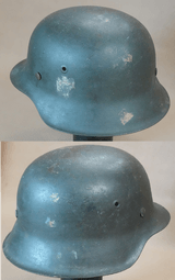 WW2 German Army M42 Heer Single Decal Helmet - Brushed Over-Paint Over Camo w/ Original Liner
** 100% Original & NAMED! ** - 5 of 25