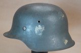 WW2 German Army M42 Heer Single Decal Helmet - Brushed Over-Paint Over Camo w/ Original Liner
** 100% Original & NAMED! ** - 2 of 25