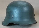 WW2 German Army M42 Heer Single Decal Helmet - Brushed Over-Paint Over Camo w/ Original Liner
** 100% Original & NAMED! ** - 6 of 25