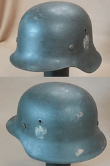 WW2 German Army M42 Heer Single Decal Helmet - Brushed Over-Paint Over Camo w/ Original Liner
** 100% Original & NAMED! ** - 4 of 25