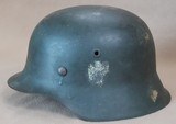 WW2 German Army M42 Heer Single Decal Helmet - Brushed Over-Paint Over Camo w/ Original Liner
** 100% Original & NAMED! ** - 1 of 25