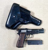 BROWNING HI-POWER P35 WITH TANGENT SIGHT EARLY NAZI PISTOL REISSUED TO POLICE POST WAR - 1 of 15