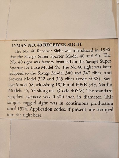 LYMAN #40 Savage sight - Image 6 of 6