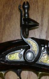 Italian (Brescian) Royal Guard or Household Flintlock Pistol Circa 1750-70 Brass & silver Inlay - 8 of 15