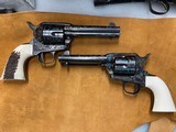 Turnbull Mfg- Pair of Consecutive Serial number Single Action Army .45 Colt Revolvers Expertly Engraved -Real Ivory & Real Stag New & Unfired SP0064 & - 1 of 20