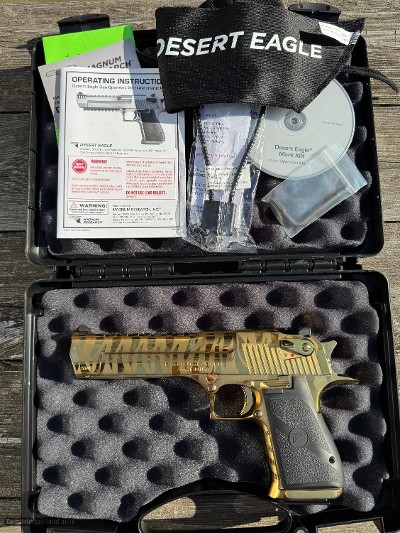 Magnum Research Desert Eagle Gold Tiger Stripes Pistol .50 AE NEW