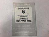 BROWNING AUTOMATIC HIGH-POWER RIFLE BOOKLET, MANUAL BELGIUM 1968 - 1 of 4