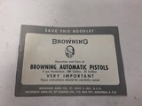 BROWNING AUTOMATIC PISTOLS BOOKLET, MANUAL DATED 5/62 - 1 of 4