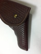 LAWRENCE FLAP HOLSTER CHAMOIS LINED BASKET WEAVE FOR S&W K-FRAME 4" - 3 of 9