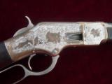 Winchester Model 1866 Nickel Factory Engraved Saddle Ring Carbine SRC 44RF with Letter - 7 of 15