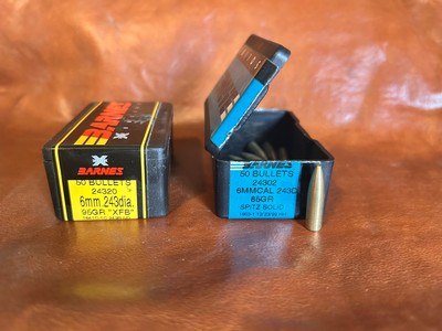 Various .243 / 6mm Bullets -- Barnes, Sierra, Speer, Berger, Bart's -- Solids, Spire Points, HPBT, FMJ - Image 3 of 5