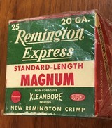 Full Box of Remington Express Standard Length Magnum 20 ga shotgun shells - Vintage - 1 of 2