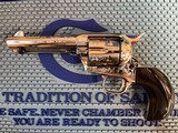 COLT 4-3/4” SSA .45 CUSTOM SHOP MASTER-ENGRAVED NICKEL BIRD’S HEAD BACKSTRAP, WITH ONE-PIECE BUFFALO HORN GRIP HAND FITTED BY NUTMEG – UNFIRED - 3 of 11