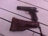 Fine WWIII Colt .45 1911A!, Matching Holster Marked US, Dated 1942. Fine Gun and Holster, Parkerized, Checkered Grips - 1 of 8
