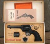 COLT - FRONTIER SCOUT REVOLVER WITH DUAL CYLINDER.
CALIBERS .22 L.R. & .22 MAG.
- 2 of 6