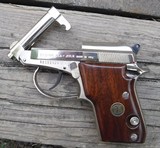 BERETTA  MODEL 21A - CAL. .22LR - SEMI AUTO PISTOL - DOUBLE ACTION -  2 1/2" TIP UP BARREL - NICKEL FINISH WITH WOOD GRIPS - 4 of 4