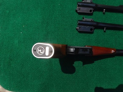 THOMPSON CENTER CONTENDER - SINGLE SHOT PISTOL -THREE OCTOGON BARRELS - 9 7/8