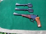 THOMPSON CENTER CONTENDER - SINGLE SHOT PISTOL -THREE OCTOGON BARRELS - 9 7/8