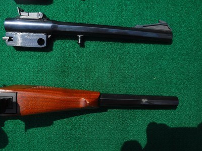 THOMPSON CENTER CONTENDER - SINGLE SHOT PISTOL -THREE OCTOGON BARRELS - 9 7/8