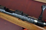 ENGRAVED COOPER 57M 22LR WITH CHECKERED BOLT/ TALLEY BASES BOX, CORRECT END LABEL, QUALITY CONDITION - 8 of 15