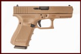 GLOCK 19 GEN4 FDE 9MM USED GUN INV 216904 - 1 of 6