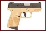 TAURUS G2C 9 MM TAN FRAME USED GUN LOG 248364 - 1 of 8