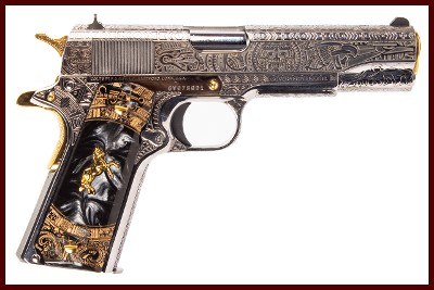 COLT 1911 GOVERNMENT MODEL AZTEC ENGRAVED 38SUPER