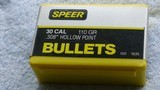 SPEER 110GR HOLLOW POINT BULLETS CAL. 308 - 1 of 3