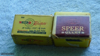 2 BOXES OF 22 CALIBER SPEER BULLETS FOR 22 HORNET