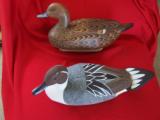 HAND CARVED HEN & DRAKE PINTAIL DECOYS - 1 of 6