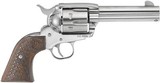 Ruger Vaquero Fast Draw Revolver, 45 Colt, 4 5/8 in, Dooley Gang Wood Grip, Stainless Finish, 6 Rd 5158 - 1 of 1