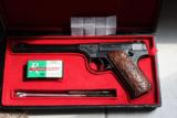 1923 Colt pre-woodsman Beautifully Engraved 22LR & display case automatic pistol - 1 of 13
