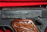 1923 Colt pre-woodsman Beautifully Engraved 22LR & display case automatic pistol - 13 of 13