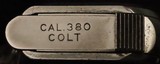 Colt, M1908 Pocket, .380 Cal, Nickel, Original Finish, c.1929, Exc. Cond - 15 of 15