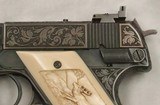 High Standard, H.D. Military,  GERMAN ENGRAVED w/ CARVED IVORY, .22 LR, 4 1/2”, c.1946, EXC. Cond. - 4 of 20