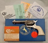 COLT,  SAA, .45, 4 3/4” Barrel, Nickel & Ivory, NEW Unfired Unturned, Box & Papers, SN: S06617A  - 1 of 20