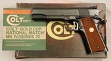 Colt, Series 70, Gold Cup National Match, .45 ACP Exc. Condition